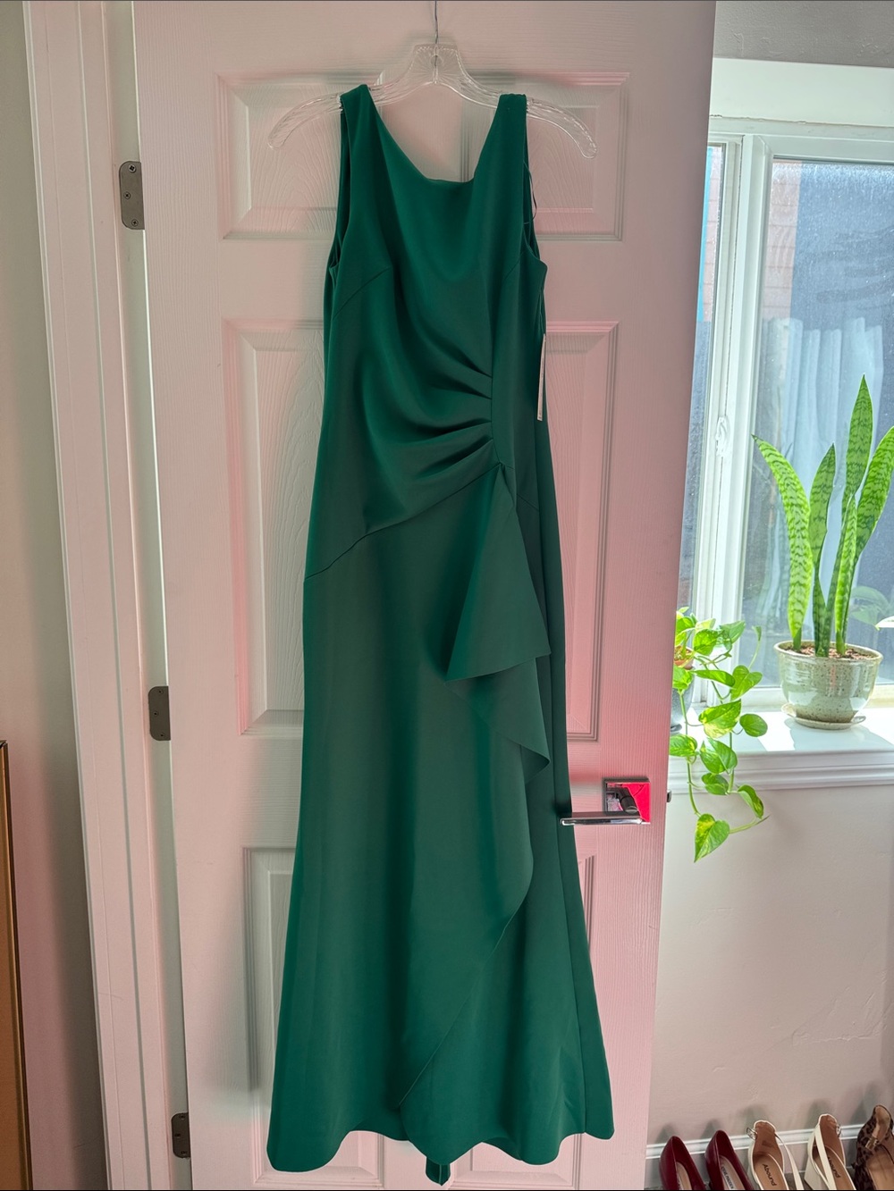 Eliza J Emerald Green Sleeveless Ruffle-Detail Maxi Dress